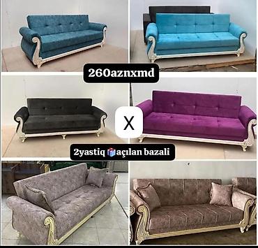 Klassik dizayna malik, açılan bazalı divanlar. - Ölçü: 3 nəfərlik