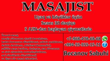 qarin eritmek ucun masaj: Relaks masaj, Uşaqlar üçün, Kişilər üçün, Qadınlar üçün, Evə gəlməklə, Klinikada