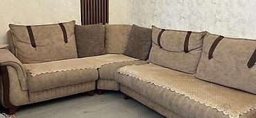 kohne divanlar: Künc divan dəsti - Forma: L-şəkilli künc divan - Rəng: bej/boz-bej — 2
