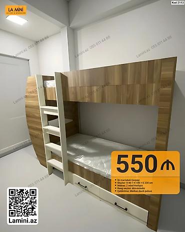 İki mərtəbəli çarpayı – Kod: 2113 - Ölçülər: D 80 × H 180 × E 230 sm