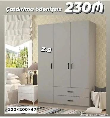 qorka mebel: 3 qapılı dolab – zərif boz rəngdə Ölçülər: 120×200×47 sm — 1