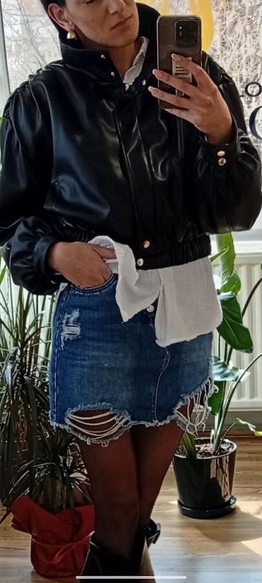 Kožne jakne: Kratka kožna jakna – crna - Model: kraća biker jakna sa spuštenim — 6
