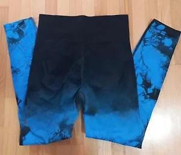 Helanke, biciklistički šortsevi: Ženske helanke sa visokim strukom u crno-plavoj tie-dye boji. Helanke — 17