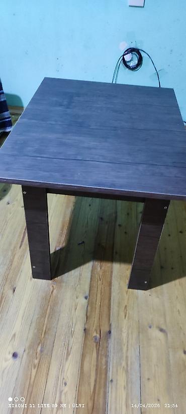 mətbəxə stolu: Mebel dəsti – kvadrat masa və pufik - Masa: kvadrat formalı, tünd — 1