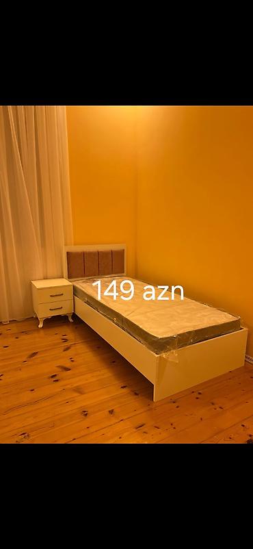 madeyra tek carpayilar: Tək nəfərlik çarpayı – müxtəlif başlıqlı modellər - Rəng: ağ karkas — 3