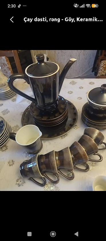 чайный сервис: Çay dəsti – keramik Tərkibi: - Çaynik/qəfkirli dəmçək – qapaqlı - — 1