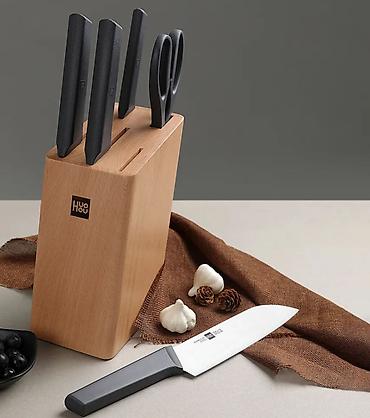 ножи: Набор ножей Xiaomi Huo Hou Fire Kitchen Steel Knife Set с подставкой — 4