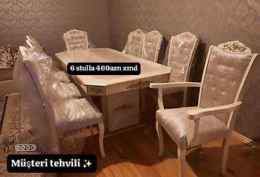 Masa və oturacaq dəstləri: Yemək otağı üçün dəstlər 1) Klassik dizaynlı masa + 6 stul - Krem — 1