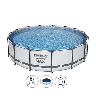 set posteljine: Bazen porodični za dvorište BESTWAY Steel Pro MAX sa čeličnim ramom — 1
