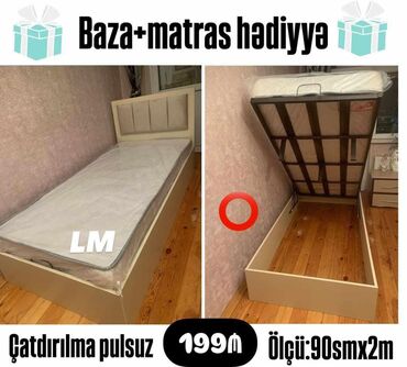 кровать трансформер: Yeni, Təknəfərlik çarpayı, Bazalı, Matras ilə