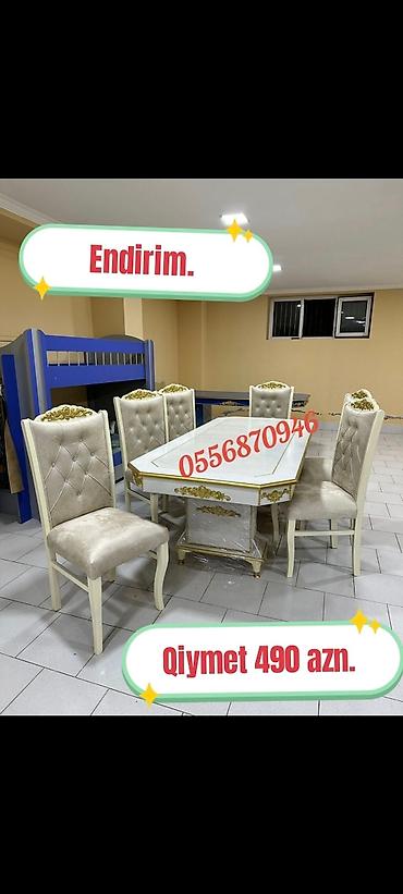tek termolar: Qonaq otağı üçün, Yeni, Açılmayan, Dördbucaq masa, 6 stul — 6