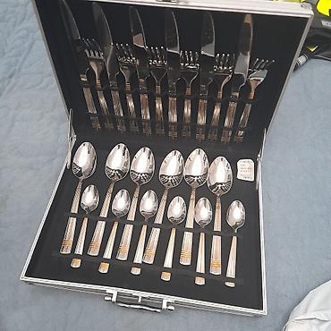 gumuş qab qacaq: 24 parça bıçaq–çəngəl–qaşıq dəsti (metal çamadanla) - Material — 7
