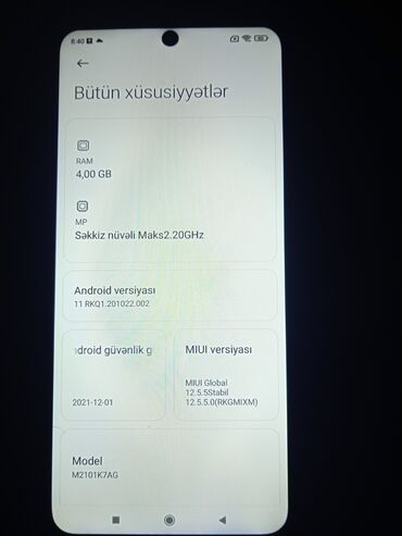 Xiaomi: Xiaomi Redmi Note 10, 128 GB, rəng - Boz, 
 Düyməli