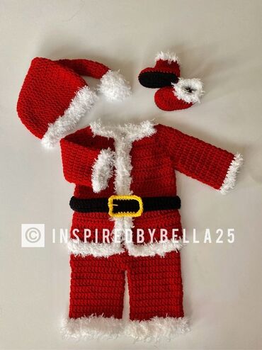 Dəstlər: Qırmızı-ağ rəng palitrasında əl ilə toxunmuş körpə geyim dəstləri - — 7