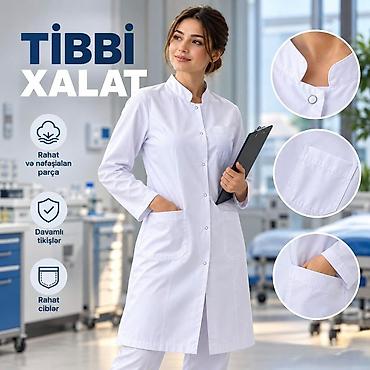 Tibbi geyim: Tibbi xalat - Rahat və nəfəsalan parça: uzunmüddətli iş saatlarında — 1