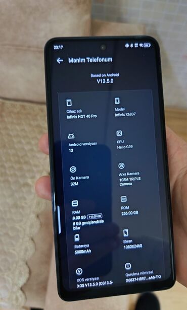 Infinix: Infinix Note 40 Pro, 256 GB, rəng - Göy, Sensor — 9