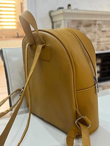 Çantalar: Mustard rəngli mini bel çantası/ryukzak - Material: yumşaq teksturalı — 2