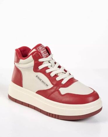 Кроссовки и спортивная обувь: Высокие кроссовки - Размер : 39,5 -40. - Цвет: белый с красными — 9