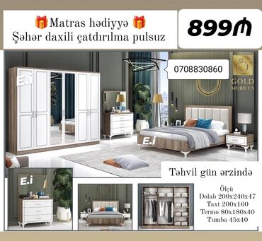 спални мебеллар: *Yataq dəsti 6 qapılı dolabla 899Azn 💥* ✔️Rəng seçimi var ✔️Şəhər