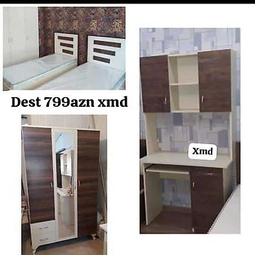 uşaq kravati: Uşaq/yeniyetmə otağı üçün dəst mebel. Tərkibi: - 2 ədəd tək çarpayı — 1