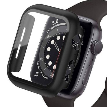 apple watch 4 44 купить: Чехол с защитным стеклом STR для Apple Watch 44 mm - Black- цена за