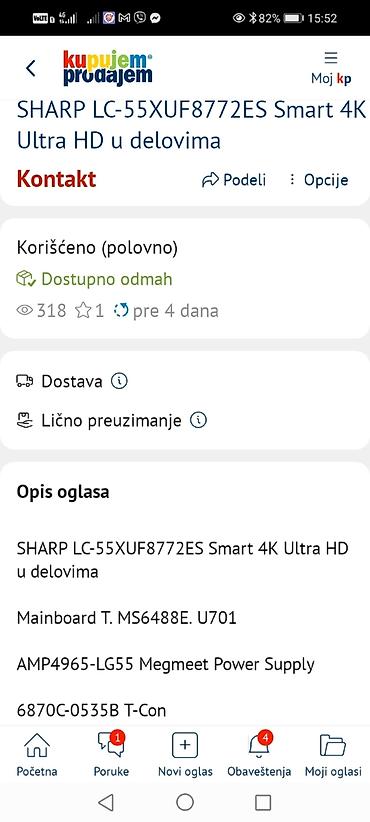 Aksesoari za TV i video: SHARP LC-55XUF8772ES Smart 4K Ultra HD – delovi Dostupne originalne — 1