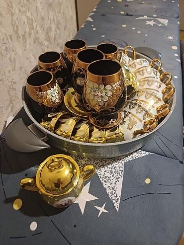 cay dəsti: Çay dəsti, rəng - Qızılı, Farfor, Bohemia, Çexiya — 1