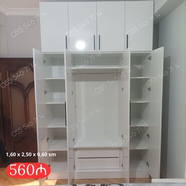 4 qapili dolablar: Новый, 4 двери Прямой шкаф, Гардеробный шкаф