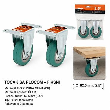 KMT Sivi 9367857 – fiksni točkovi sa pločom (pakovanje 2 komada)