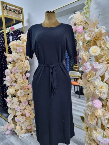 бордовое вечернее платье в пол: Повседневное платье, Made in KG, Осень-весна, Трикотаж, Прямое, Стандарт