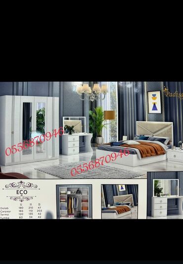 Yataq otağı dəstləri: İkinəfərlik çarpayı, 2 tumba, Azərbaycan, Yeni — 26