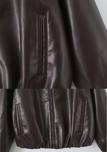pull bear: ZARA кожанка-бомбер новое. Темно-коричневого цвета — 4