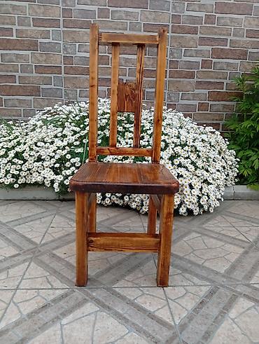 masa dəsti işlənmiş: Kütük üslubunda masа və stul dəsti - Material: tam şam (ağac) – qalın — 3