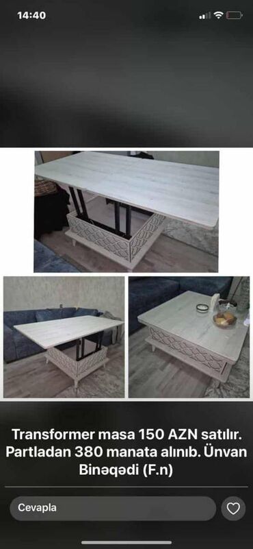 xacmaz mebel: Stol teze kimidiiwlenmib . 150 AZN. Unvabn Bineqedi