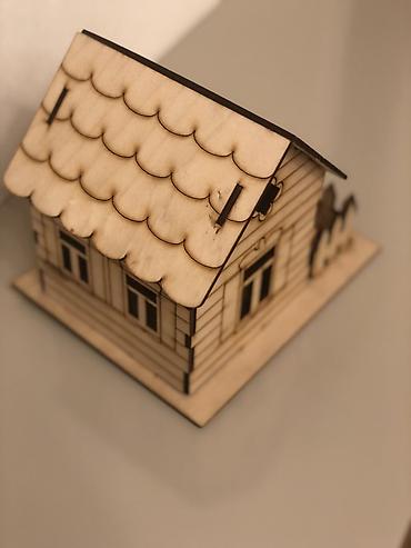 Bayram bəzəkləri: Taxta Yeni il dekoru – mini ev maketi - Material: kəsimli — 3
