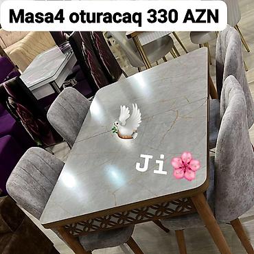 Mətbəx üçün, Yeni, Dördbucaq masa, 4 stul