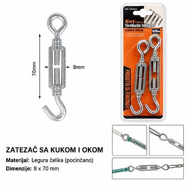 KMT Zatezna spojnica 8×70 mm – set 2 kom Opis: - Zatezač sa kukom i