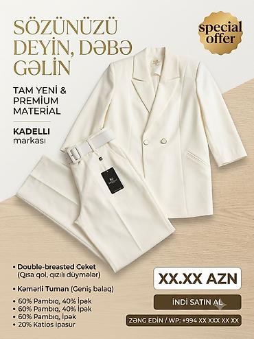dini geyim: Kadelli markası – qadınlar üçün krem rəngli kostyum dəsti Məhsulun — 1