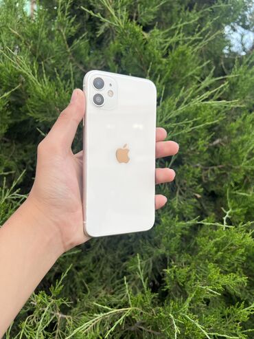 Apple iPhone: IPhone 11, Б/у, 64 ГБ, Белый, Защитное стекло, Чехол, 76 %