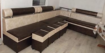 silver kitchen: Кухонный уголок с обеденным столом и пуфами Комплектация: - Угловой — 5