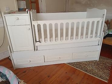 Beşiklər: Ağ rəngli multifunksional uşaq beşiyi - Material: laminat/MDF əsaslı — 2