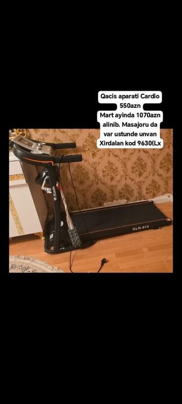 Dəbilqələr: Qacis aparati Cardio 550azn Mart ayinda 1070azn alinib. Masajoru da