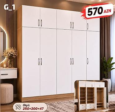 qapi sifarisi: G_1 model qarderob şkafı - Ölçü: 250 × 200 × 47 sm - Rəng: ağ ön — 1