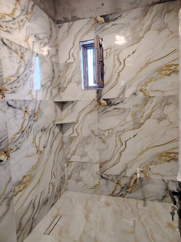 Plitə işləri: Peşəkar kafel-metlax və mərmərə bənzər porselen plitələrin döşənməsi — 19