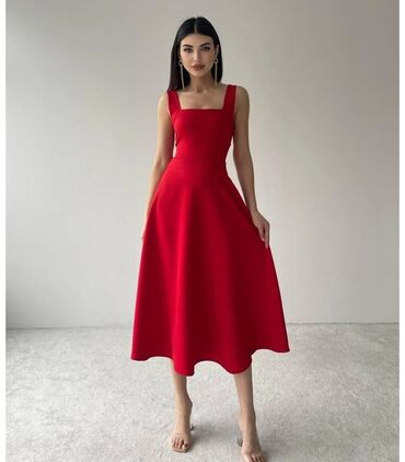 qırmızı don: Повседневное платье, Миди, L (EU 40)