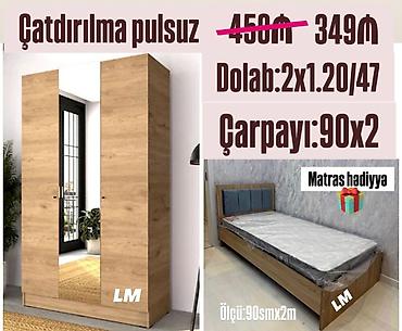 Yataq otağı dəsti – şkaf + tək nəfərlik çarpayı - Çatdırılma pulsuz -