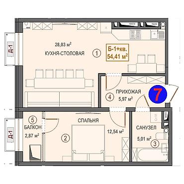 1 комната, 54 м², Селекционное с. Элитка, 15 этаж, Дизайнерский ремонт