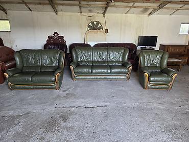 Stilske garniture: Komplet kožne garniture za dnevnu sobu – 1 - Sastav: trosed, dvosed i — 6