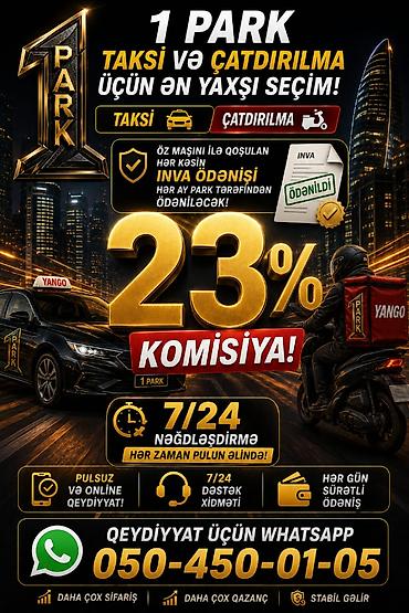 Taksi sürücüsü tələb olunur, Şəxsi nəqliyyat vasitəsi ilə, İşəmuzd ödəniş, 6 ildən artıq təcrübə