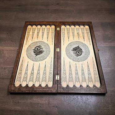 Нарды: Нарды "Роял Фиш" - Техника декора: глубокая лазерная гравировка по — 6